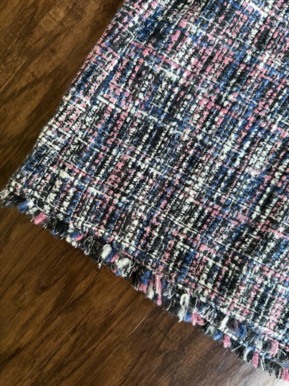 LOFT Black Tweed Mini Skirt with Pink & Navy Accents - Picture 5 of 10